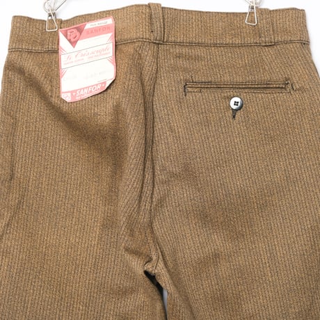 50-60s France Vintage Le Tres souple Brown Cotton Pique Hunting Trousers Dead Stock