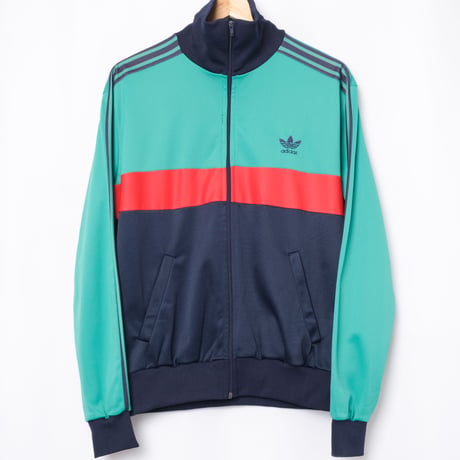 70-80s Vintage adidas Ventex Track Jacket Green×Red×Navy (Made in France)