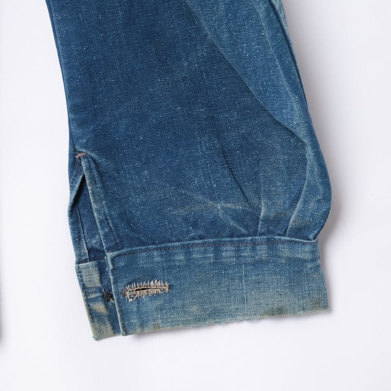 30s France Vintage Indigo Cotton Linen Work Ja