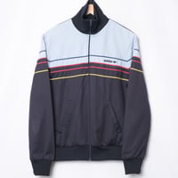 70-80s Vintage adidas Ventex Track Jacket Navy × Light Blue × Colorful Lines (Made in France)