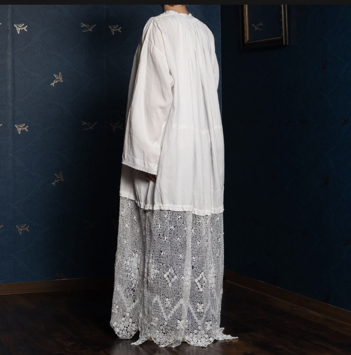 Early 1900s France Antique Linen Church Smock