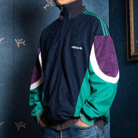 80s Vintage adidas Ventex Track Jacket Navy × Green × Purple (Made in France)