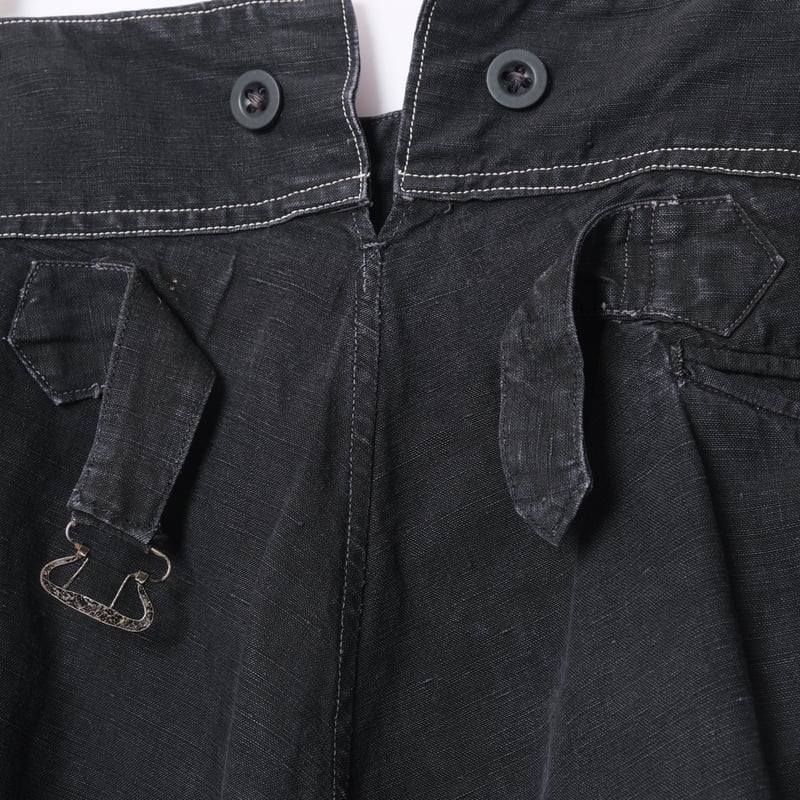 30s 40s フレンチアーミー リネンパンツ 針シンチ 30-40s France Vintage SALACHE Black Linen Maq