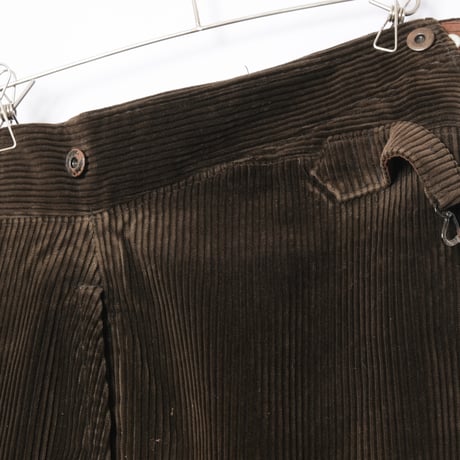 30-40s France Vintage LE MECANO Dark Brown Corduroy Trousers