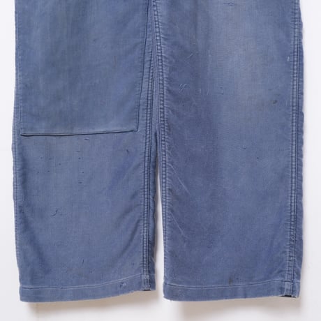 40s-50s France Vintage Adolphe Lafont  Blue Moleskin French Work Overalls  1