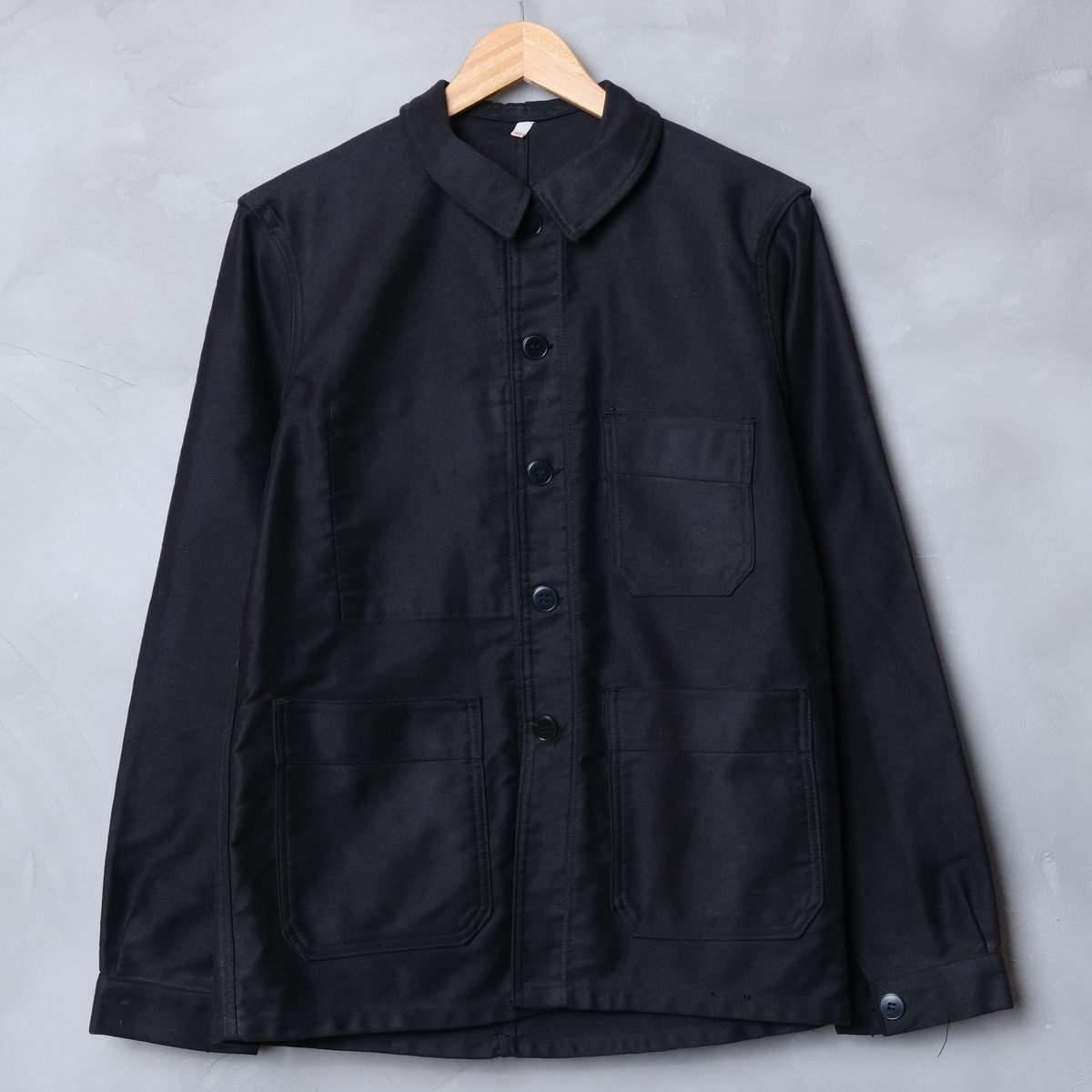 50〜60s フランス　ブラックモールスキンジャケット　モンサンミッシェル製 50-60s Le Mont St Michel Black Moleskin Jacket