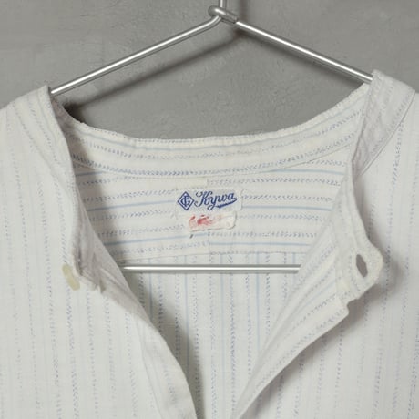 40s French Vintage Granpa Shirts Blue Stripe