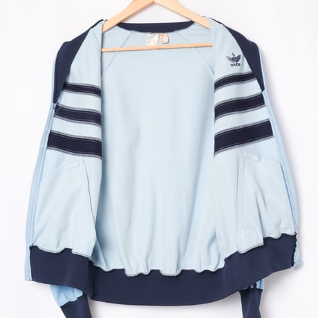 70-80s Vintage adidas Ventex Track Jacket Model  First Light Blue×Navy (Made in France)