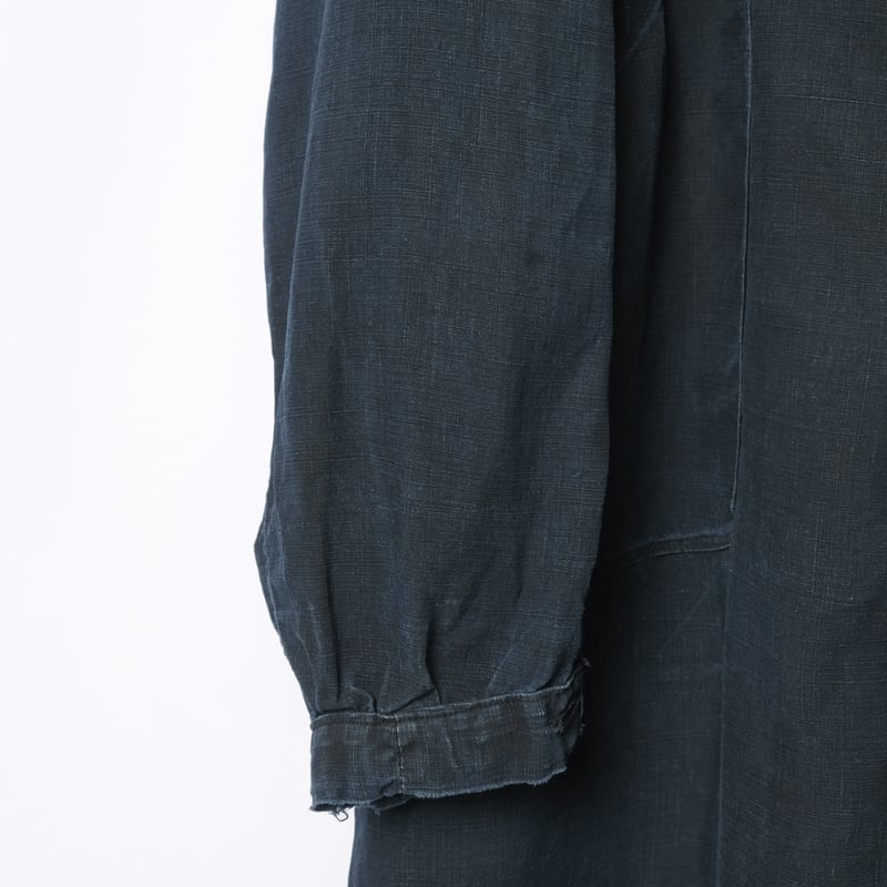 30s France Vintage Indigo Linen Maquignon Coat