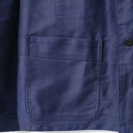 60s France Vintage A St Michel Blue Moleskin Work Jacket Dead Stock