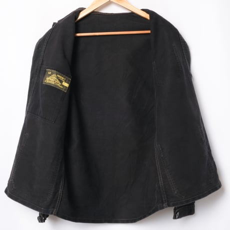40-50s France Vintage Le Mont St Michel Black Moleskin Jacket