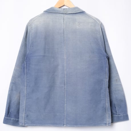 30-40s France Vintage Paul Passant Blue Moleskin Work Jacket