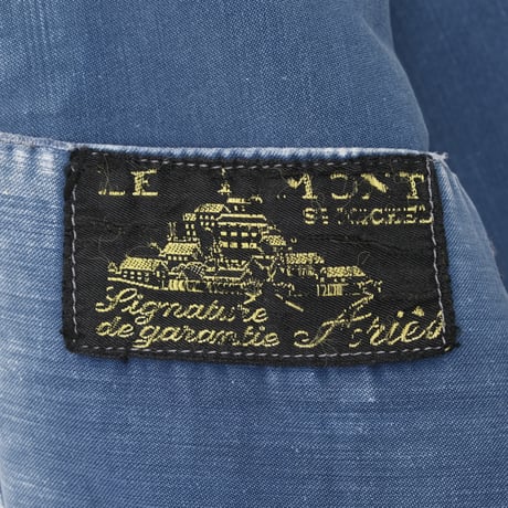 40s France Vintage Le Mont Saint Michel Blue Moleskin Work Jacket