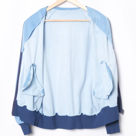 70-80s Vintage adidas Track Jacket Curve Pocket Light Blue × Navy