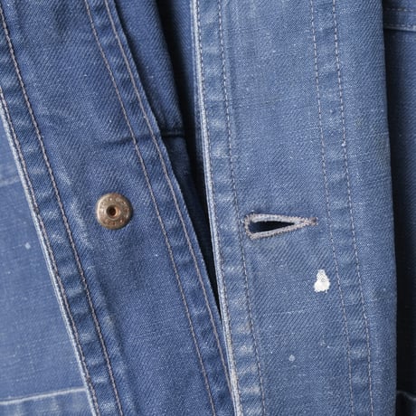 30-40s France Vintage Le Francais Blue Cotton Twill Work Jacket