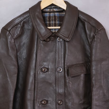 50-60sFrench Vintage Leather Jacket (Corbusier Jacket)Brown Dead Stock
