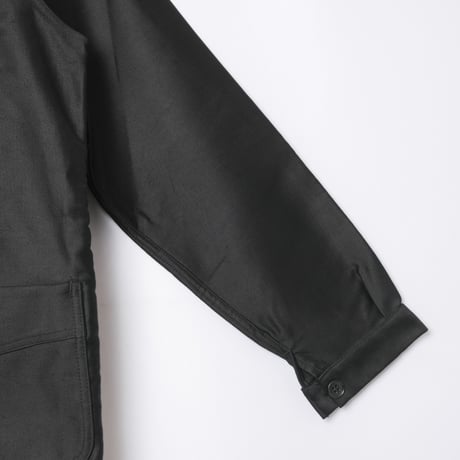 40-50s France Vintage Adolphe Lafont Black Moleskin Work Jacket Dead Stock