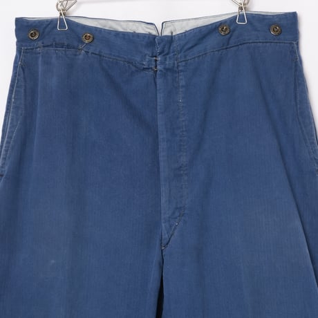 -30s France Vintage Fireman HBT Cotton Trousers