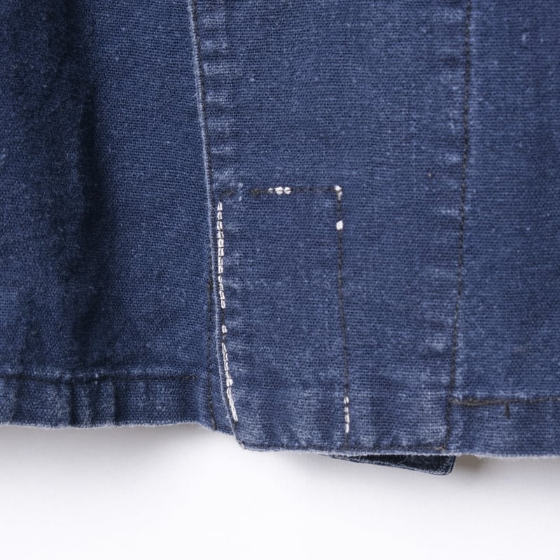 30s France Vintage Blue Cotton Linen Double Br