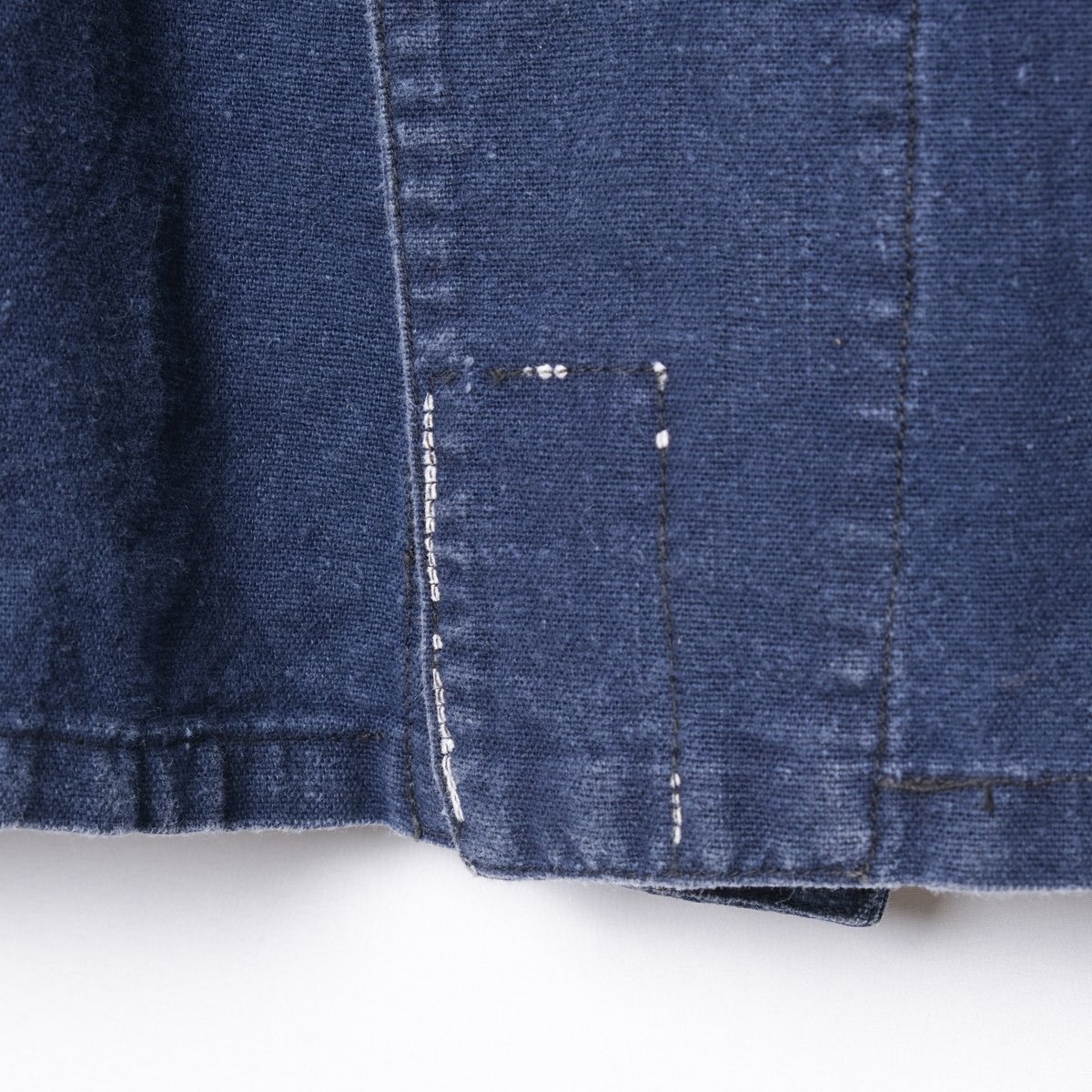 30s France Vintage Blue Cotton Linen Double Br