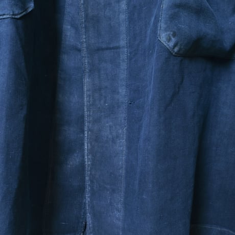 30-40s France Vintage  Indigo Linen  Maquignon Coat
