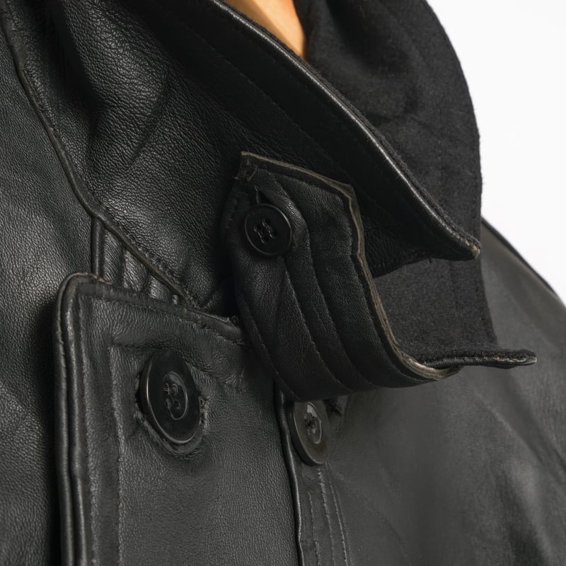 70s France Vintage GVF Leather Jacket Wool Coll