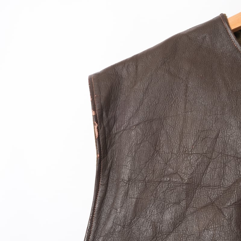 50s Dutch Army Leather Vest Size 2 | Ugla パンと古着と本