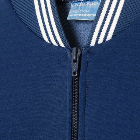 60s Vintage adidas Ventex Collarless Track Jacket Early World Mark Navy（Made in France）