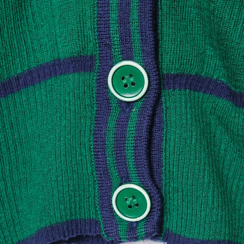 80s Vintage adidas Knit Cardigan Green × Navy |