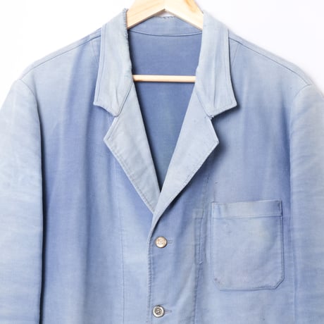 50s France Vintage Le Favori Lapel Blue Moleskin Work Jacket