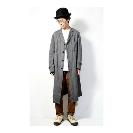 40-50 France Vintage Le Rhin Black Chambray Atelier Coat Shop Coat Size M