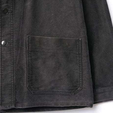50s France Vintage Le Mont Saint Martin Black Moleskin Work Jacket
