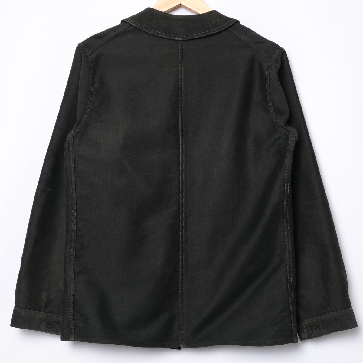 30-40s France Vintage Black Moleskin Work Jacke