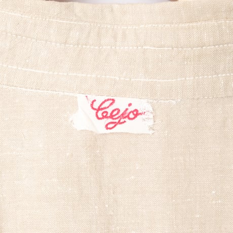 40-50s France Vintage Cotton Linen Short Sleeve Shirt