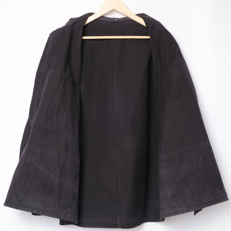 30-40s France Vintage Black Cotton Twill Work J