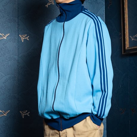 70s Vintage adidas Track Jacket Light Blue × Navy (Made in West Germany)
