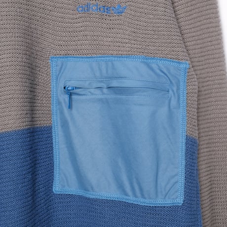 80s Vintage adidas Knit Pullover Light Blue × Gray (Made in West Germany)