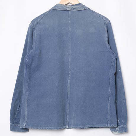 30-40s France Vintage Le Francais Blue Cotton Twill Work Jacket