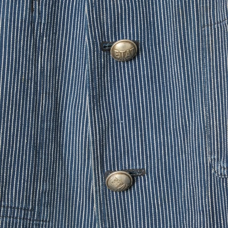 -30s France Vintage ETAT Belle Jardiniere Indigo Striped Work Jacket