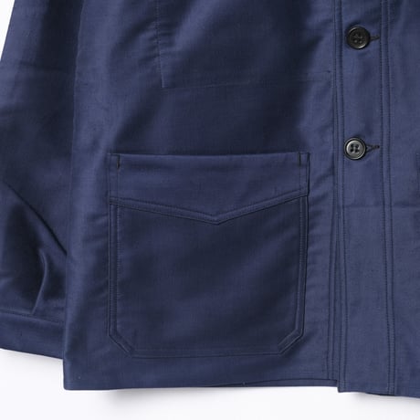 40s France Vintage Le Mont Saint Michel Blue Moleskin Work Jacket Dead Stock