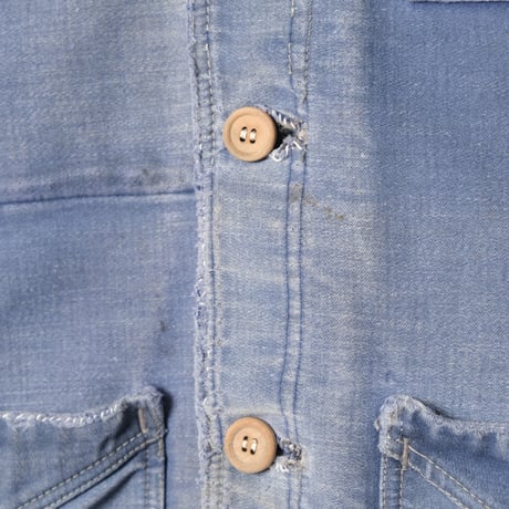 30-40s France Vintage Paul Passant Blue Moleskin Work Jacket