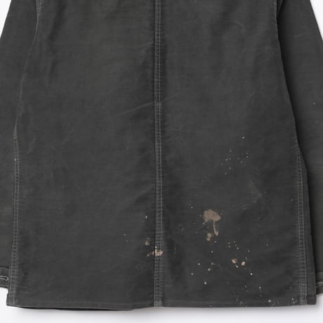 40s France Vintage Le Mont Saint Michel Black Moleskin Work Jacket