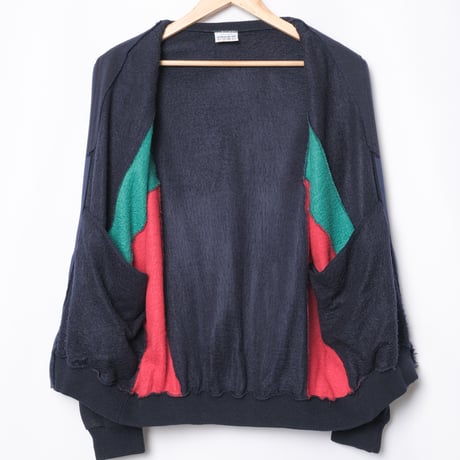 80s Vintage adidas Ventex Knit Track Jacket Navy × Red × Green（Made in France）