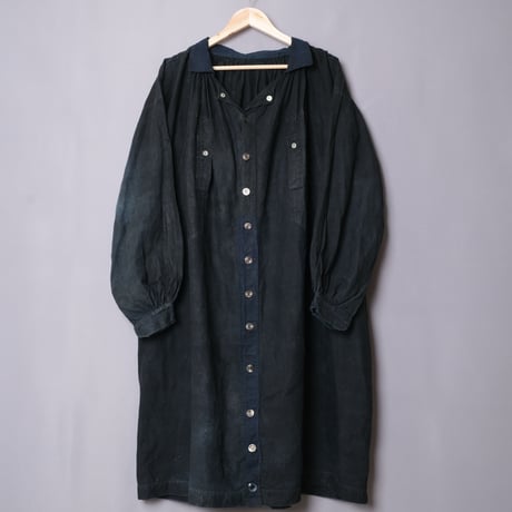 1900s Antique Indigo linen  Biaude