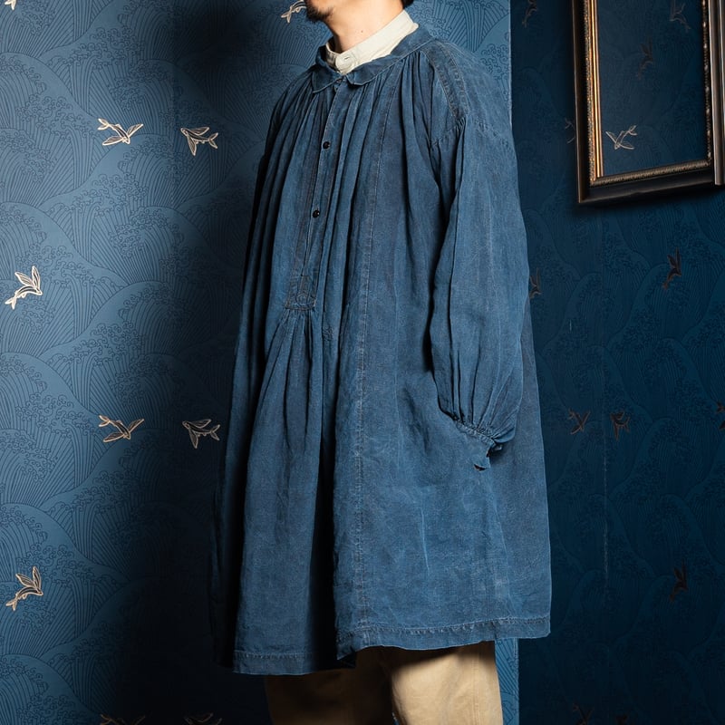 30s France Antique Indigo linen Biaude | Ugla
