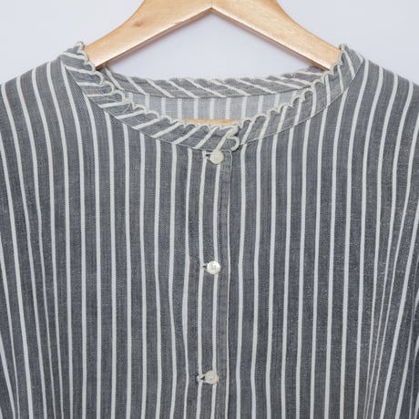 ‐1920s French Antique Stripe Cotton farmers Blouse