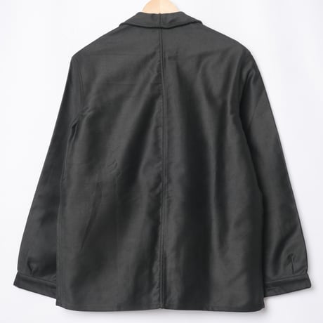 40-50s France Vintage Adolphe Lafont Black Moleskin Work Jacket Dead Stock
