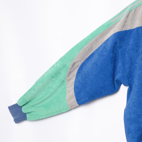 80s Vintage adidas Ventex Velours Track Jacket Blue × Light Green × Gray (Made in France)