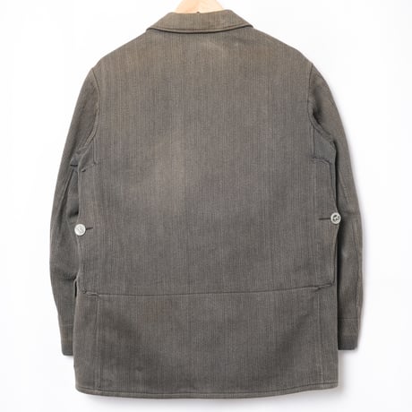 40s France Vintage Manu France Gray Cotton Pique Hunting Jacket