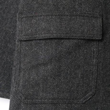 50-60s France Vintage LOiSiR SPORT Herringbone Wool Farmers Work Jacket Size 46 Dead Stock